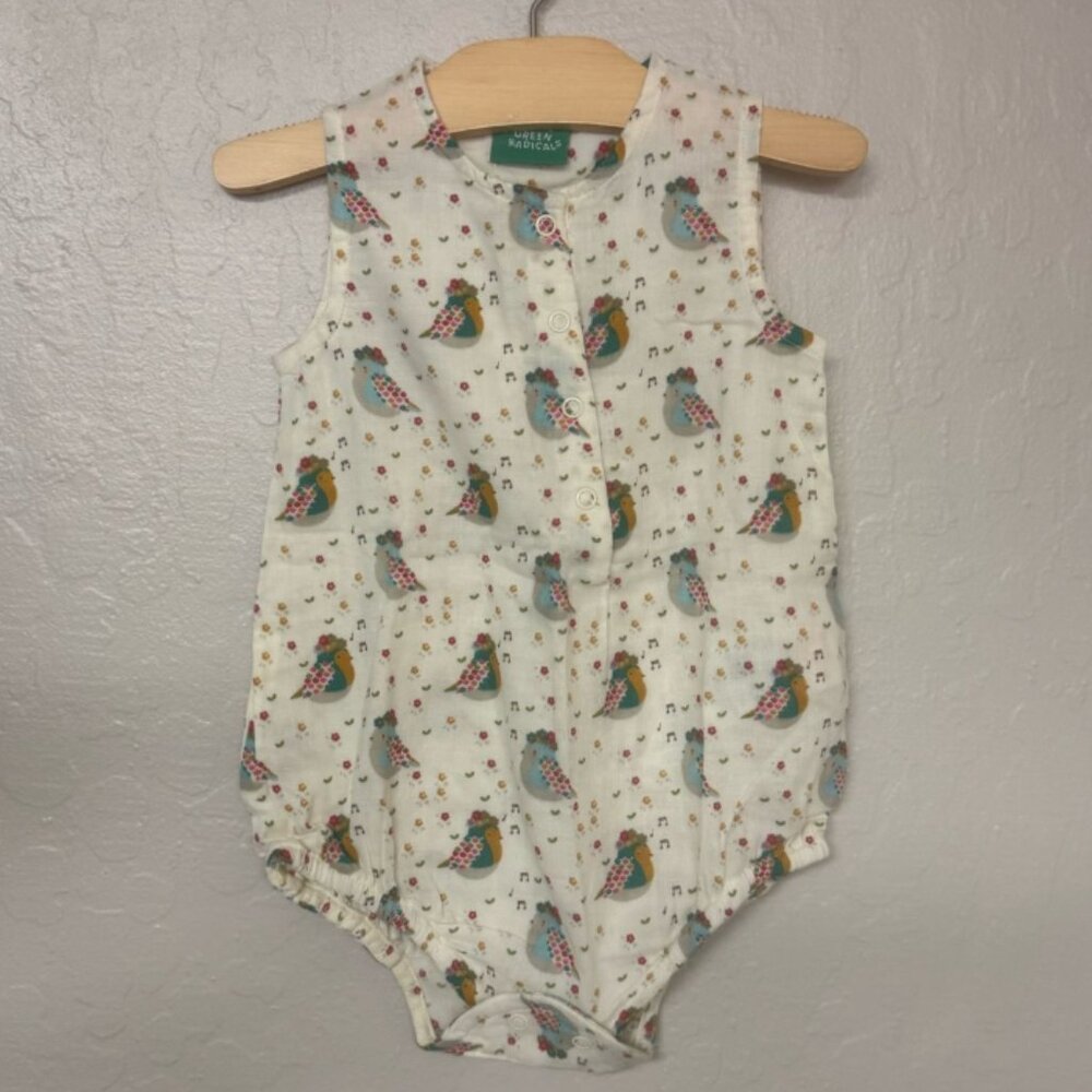 $35 ADD ON Little Green Radicals‎ bird romper Little Sleepies Caden Lane